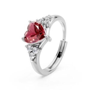 Miss Highness 925 Silver Heart Promise Ring for Women | Stylish Adjustable Design | Trendy Silver Jewellery